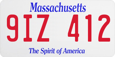 MA license plate 9IZ412