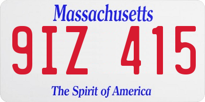 MA license plate 9IZ415