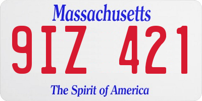 MA license plate 9IZ421