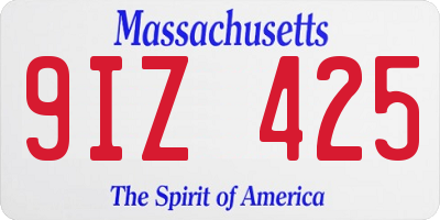MA license plate 9IZ425