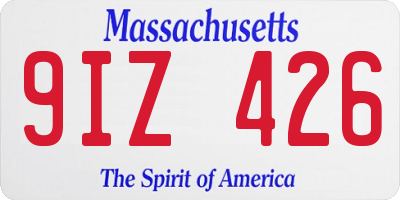 MA license plate 9IZ426