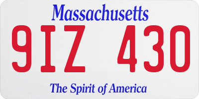 MA license plate 9IZ430