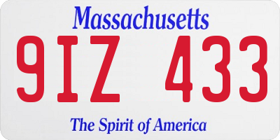 MA license plate 9IZ433