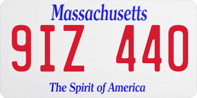 MA license plate 9IZ440