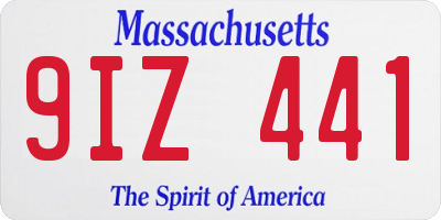 MA license plate 9IZ441