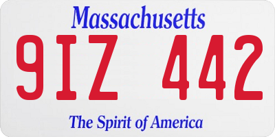 MA license plate 9IZ442