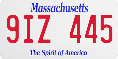 MA license plate 9IZ445