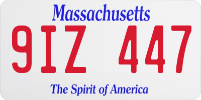 MA license plate 9IZ447