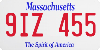 MA license plate 9IZ455