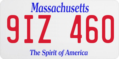 MA license plate 9IZ460