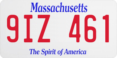 MA license plate 9IZ461