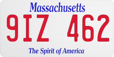 MA license plate 9IZ462