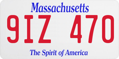 MA license plate 9IZ470