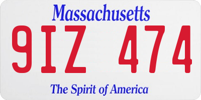 MA license plate 9IZ474