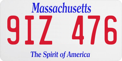 MA license plate 9IZ476