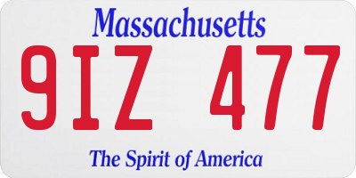 MA license plate 9IZ477