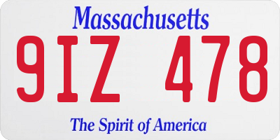 MA license plate 9IZ478