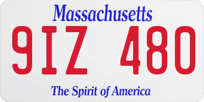 MA license plate 9IZ480