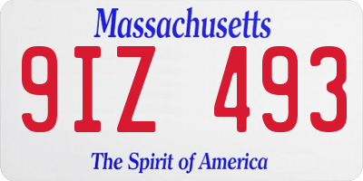 MA license plate 9IZ493