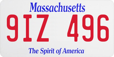 MA license plate 9IZ496