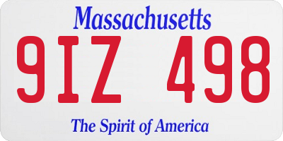 MA license plate 9IZ498