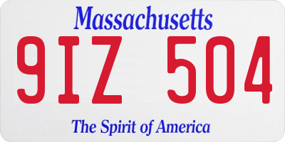 MA license plate 9IZ504