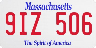 MA license plate 9IZ506