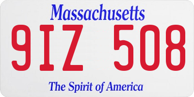 MA license plate 9IZ508