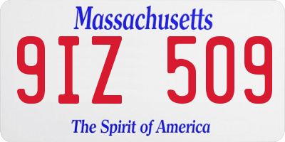 MA license plate 9IZ509