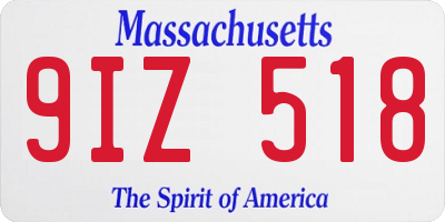 MA license plate 9IZ518