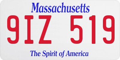 MA license plate 9IZ519