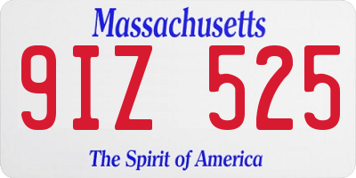 MA license plate 9IZ525