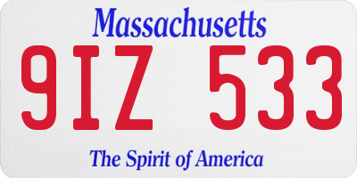MA license plate 9IZ533