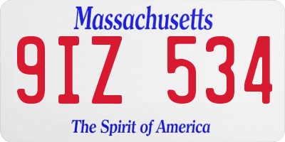 MA license plate 9IZ534