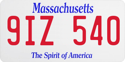 MA license plate 9IZ540