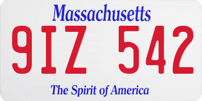 MA license plate 9IZ542
