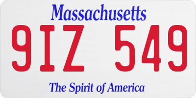 MA license plate 9IZ549