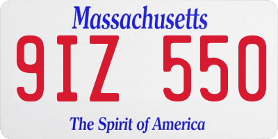 MA license plate 9IZ550