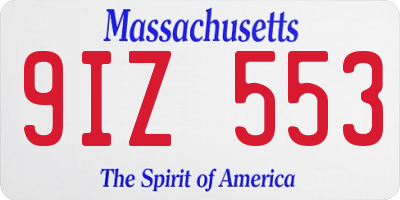 MA license plate 9IZ553