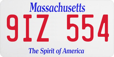 MA license plate 9IZ554