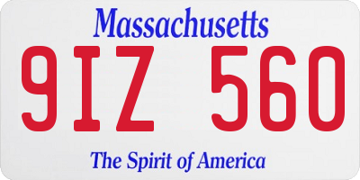 MA license plate 9IZ560
