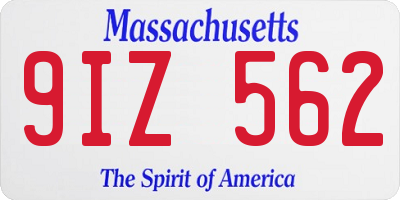 MA license plate 9IZ562