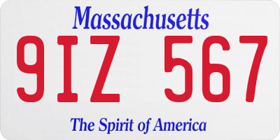 MA license plate 9IZ567