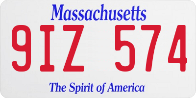 MA license plate 9IZ574