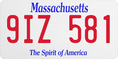 MA license plate 9IZ581