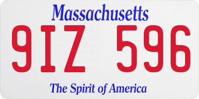 MA license plate 9IZ596