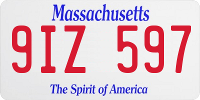 MA license plate 9IZ597
