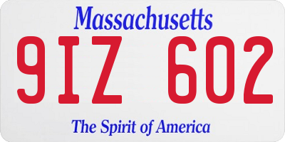 MA license plate 9IZ602