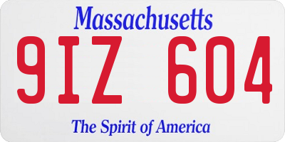 MA license plate 9IZ604