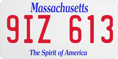 MA license plate 9IZ613